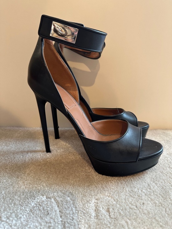Givenchy Black Leather Platform Ankle-Strap High Heels